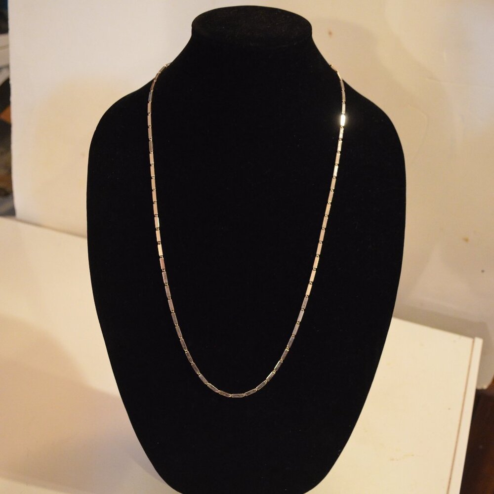 Monet Necklace Silver Rectangular Prisms 3/8' Lin… - image 5